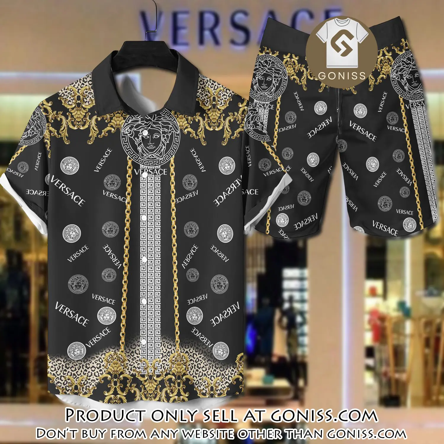 Versace luxury hawaiian shirt & short set lhs1207 gn5653038